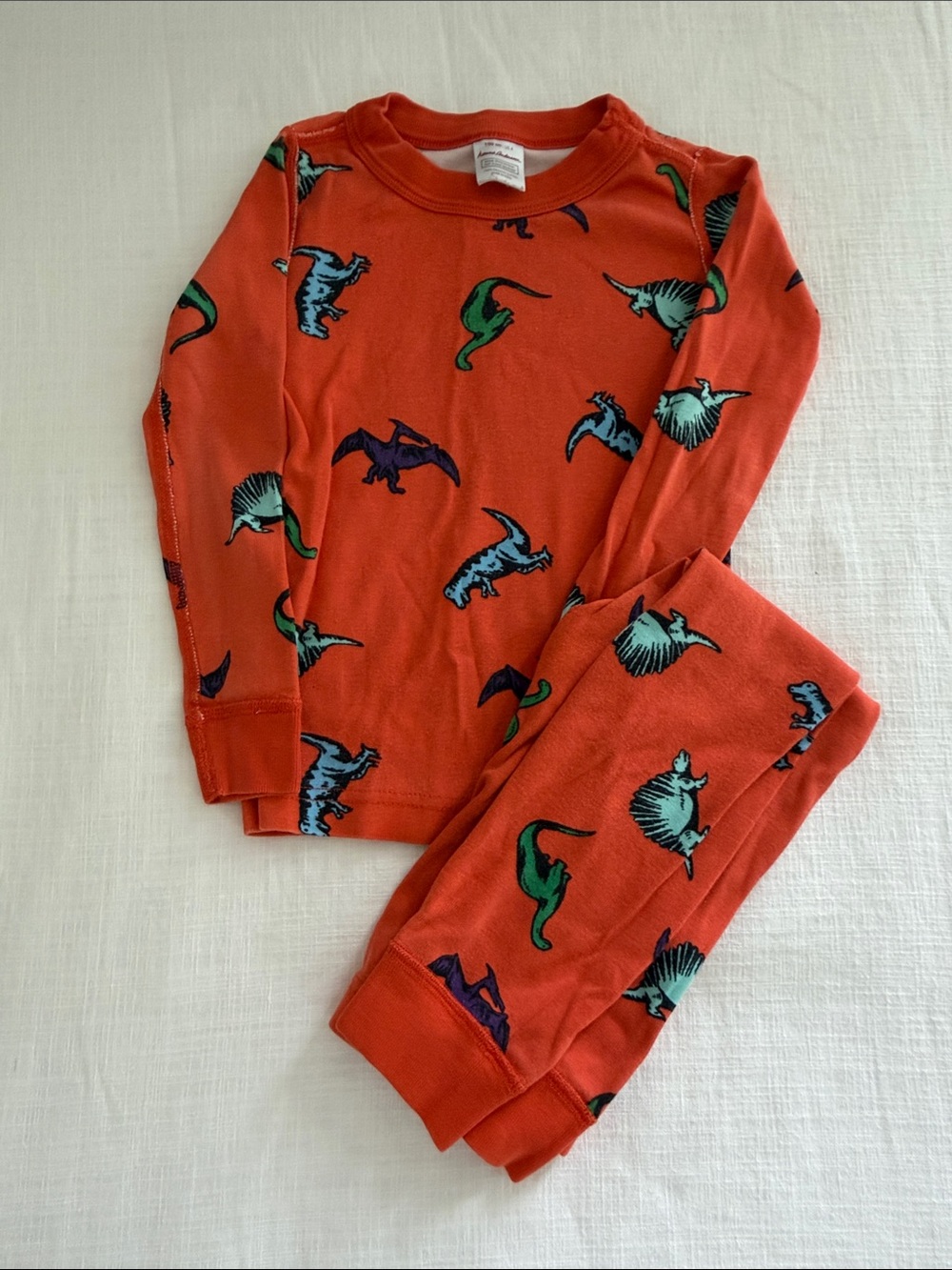 Hanna Andersson Kids Orange Dinosaur Print Long John Pajamas 100cm/4T